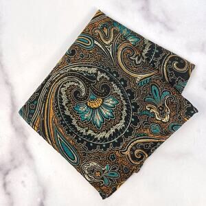 Paisley Pattern Pocket Square | Orange/Black